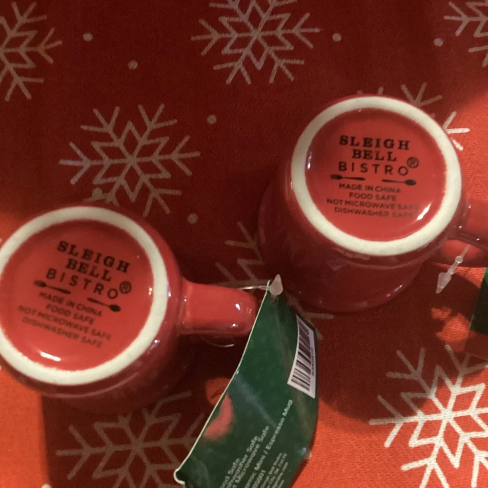 Sleigh Bell Bistro Mini Espresso Mugs - set of two in red